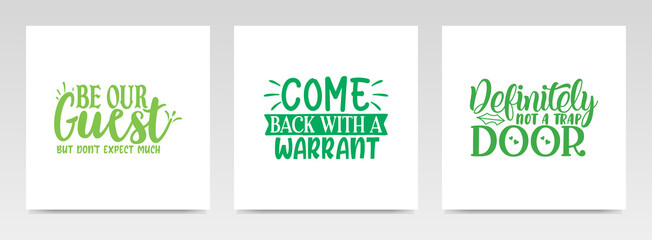 Doormat quotes letter typography set illustration.