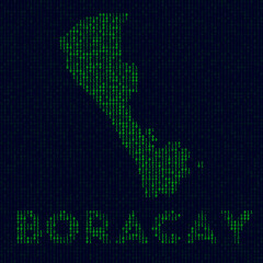 Digital Boracay logo. Island symbol in hacker style. Binary code map of Boracay with island name. Trendy vector illustration.