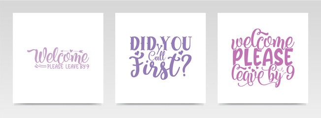 Doormat quotes letter typography set illustration.