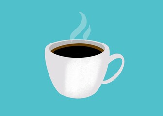 cup of coffee on a blue background breakfast 