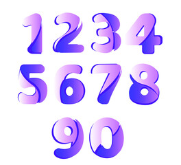 Set of Pink numbers 1, 2, 3, 4, 5, 6, 7, 8, 9, 0 . 3d illustration. Suitable for use on advertising banners posters flyers promotional items birthday