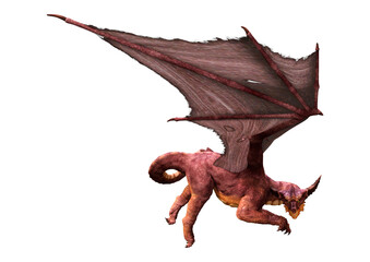 3D Rendering Fairy Tale Dragon on White