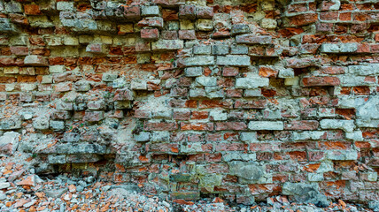 old red brick wall with destruction backgrounds, textures