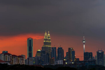 Fototapeta premium Kuala Lumpur city skyline at night.