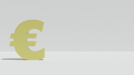 euro symbol gold 3d type in white isolated backdrop