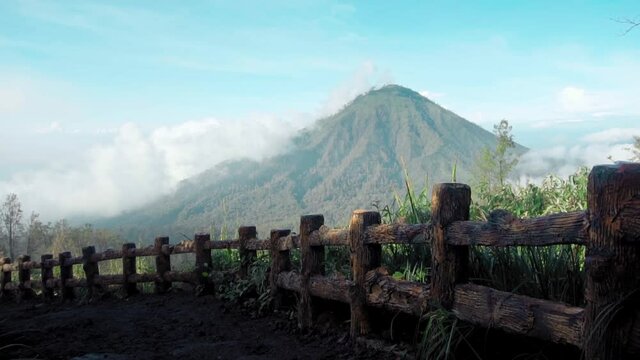 high volcano with clouds on Java island