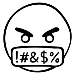 Swearing emoji. Angry-red face with a black bar covering its mouth