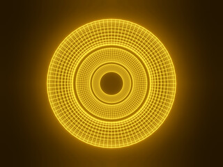 3D rendering orange circular neon frame