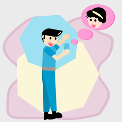 Flat style vector illustration of cartoon,Illustrations flat design concept video conference.