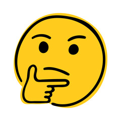 Thinking Face emoji. Doodle thinking emoji