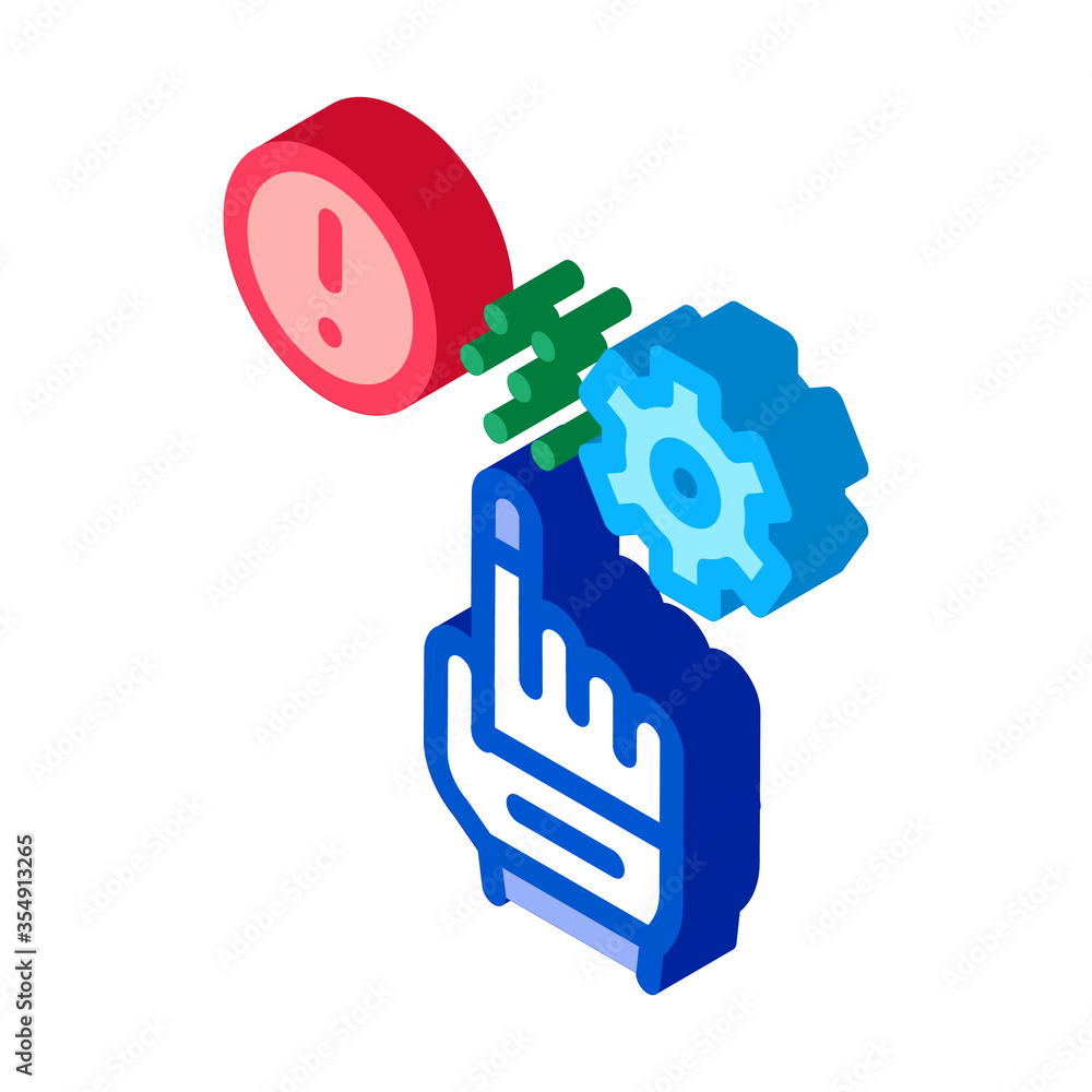 Poster error in automated settings icon vector. isometric error in automated settings sign. color isolated 