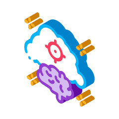 brain cloud target icon vector. isometric brain cloud target sign. color isolated symbol illustration