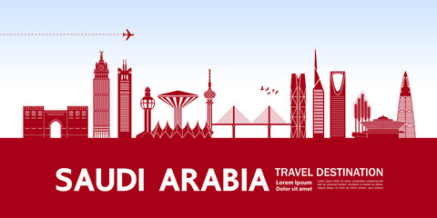 Saudi Arabia travel destination grand vector illustration. 