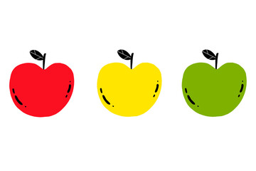 Vector set of apples. Vector whole apple. Apples vector illustration