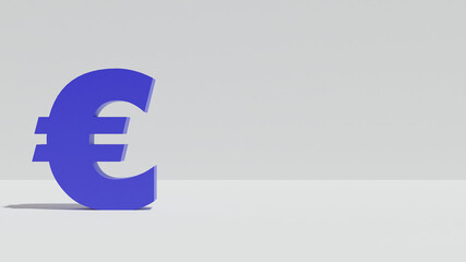 blue euro symbol 3d in white isolated backdrop