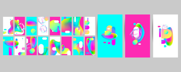 Set of templates for social media in the style of Minimal covers design. Colorful halftone gradients. Future geometric patterns. EPS10 vector