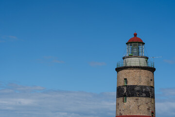 Lighthouse in Falsterbo, Sweden, built 1795. Selective focus. Photo taken in June 2020.