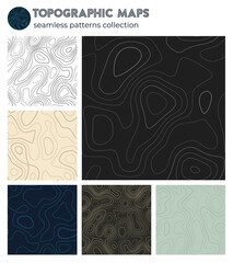 Topographic maps. Awesome isoline patterns, seamless design. Vibrant tileable background. Vector illustration.
