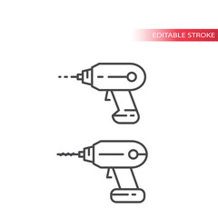 Drill, electric screwdriver instrument thin line vector icon. Outline, editable stroke.