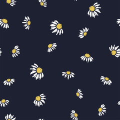 Cute hand drawn floral seamless pattern, chamomile background, great for textiles, banners, wallpapers, wrapping - vector design