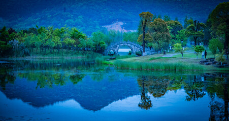 Fototapeta premium Landscape photos taken by the lake
