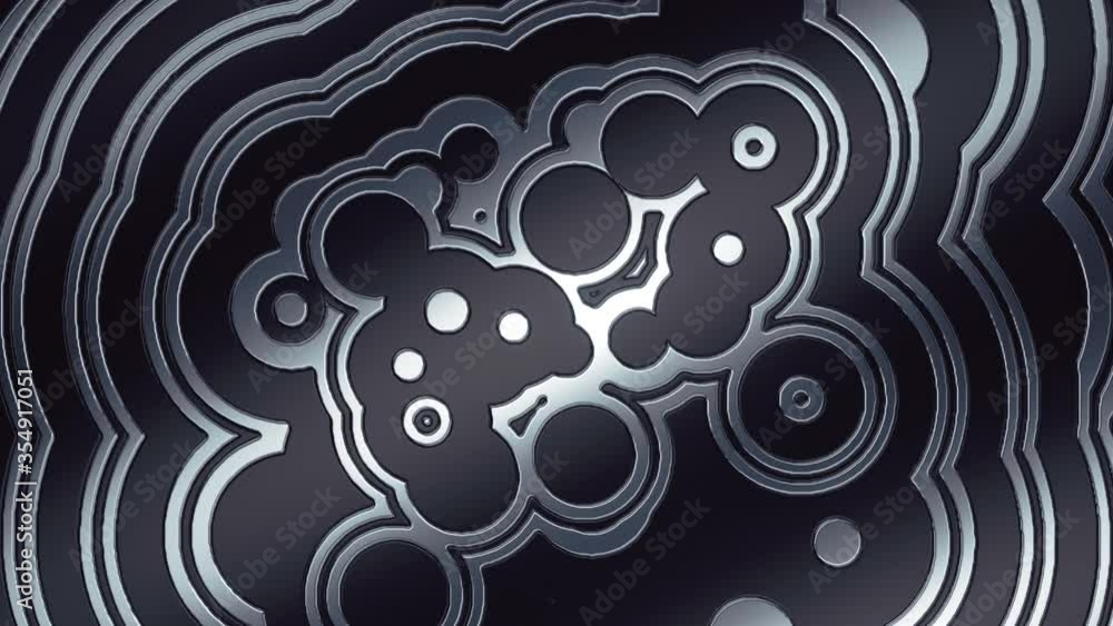 Poster abstract pattern of silver diverging circles. luxury 3d render loop animation hd