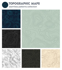 Topographic maps. Astonishing isoline patterns, seamless design. Attractive tileable background. Vector illustration.
