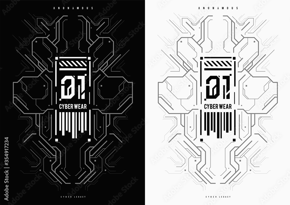 Poster cyberpunk futuristic poster. tech abstract poster template with hud elements. modern flyer for web a