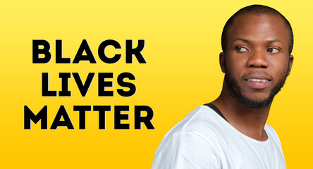 Black lives matter. Anti-racism concept with black man portrait