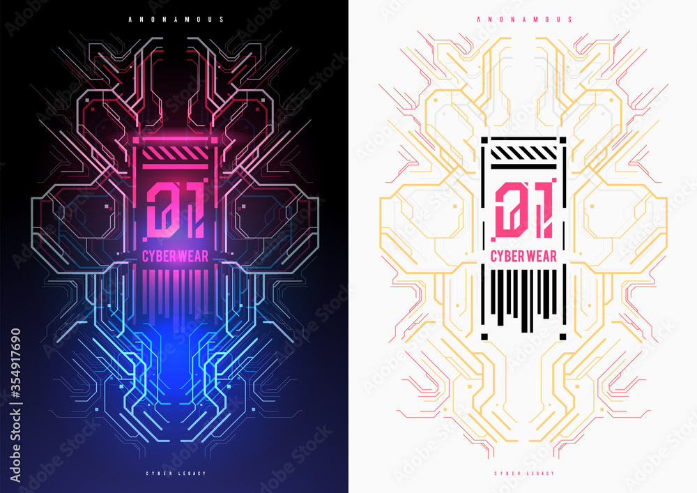 Poster cyberpunk futuristic poster. tech abstract poster template with hud elements. modern flyer for web a