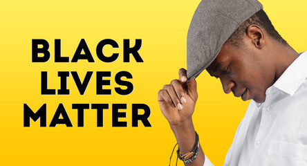 Black lives matter. Anti-racism concept with black man portrait