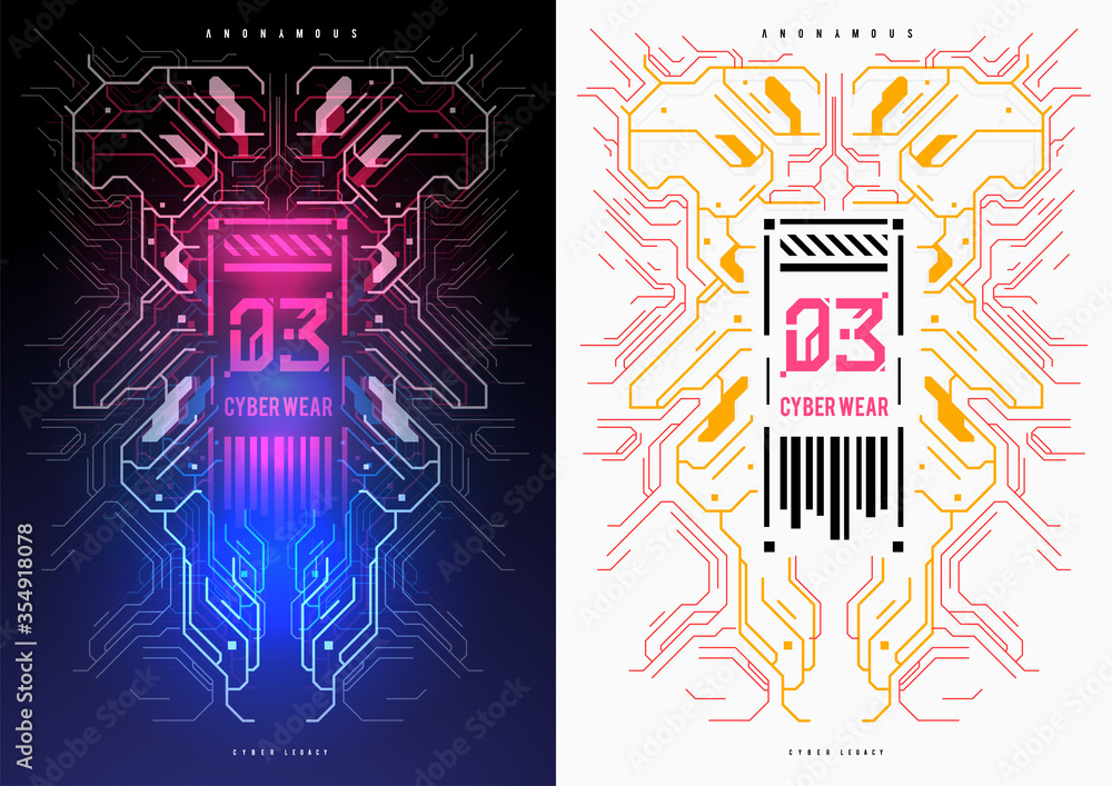 Poster cyberpunk futuristic poster. tech abstract poster template with hud elements. modern flyer for web a