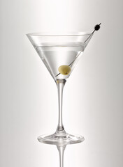 Martini glass with olive