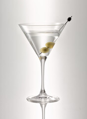 Martini glass with olive