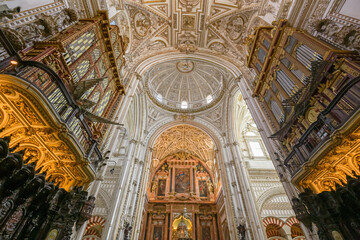 Fototapeta na wymiar View of the Gothic interior of the Mezquita, Cathedral of Córdoba, Spain.