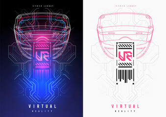 Cyberpunk futuristic poster. Tech Abstract poster template with HUD elements. Modern flyer for web and print. hacking, cyber culture, programming and virtual environments.