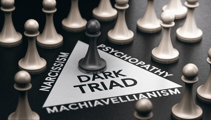 Dark triad, anti-social personality disorder. Psychology concept. - obrazy, fototapety, plakaty