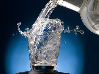 Water splashing out of glass into the air