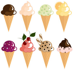 set of ice cream cones