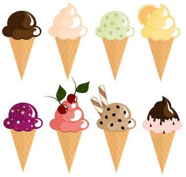 set of ice cream cones