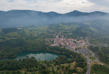Fototapeta na wymiar Beautiful aerial views of La Arboleda, Basque Country