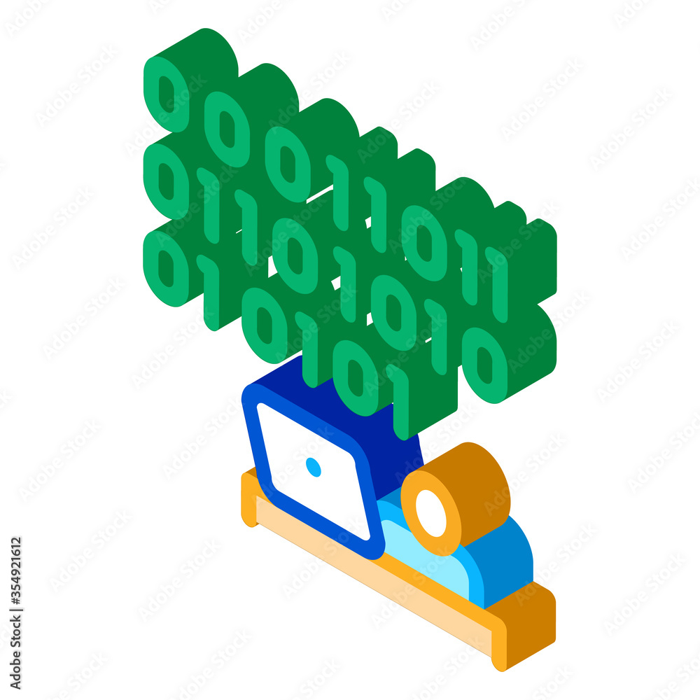 Aufkleber people come up with binary code icon vector. isometric people come up with binary code sign. color i