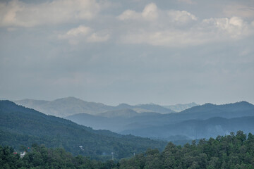 Rice fields in the mountains around the period before the rainy season in northern Thailand.