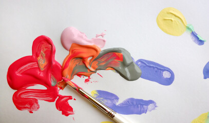 acrylic and oil pallet of bright colors