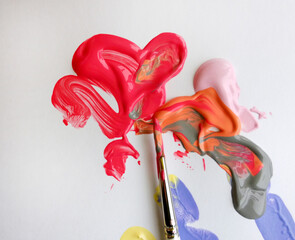 acrylic and oil pallet of bright colors