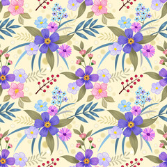 Colorful hand drawn flowers seamless pattern vector design. can use for fabric textile wallpaper.