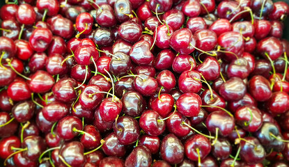 Cherries on display at market.