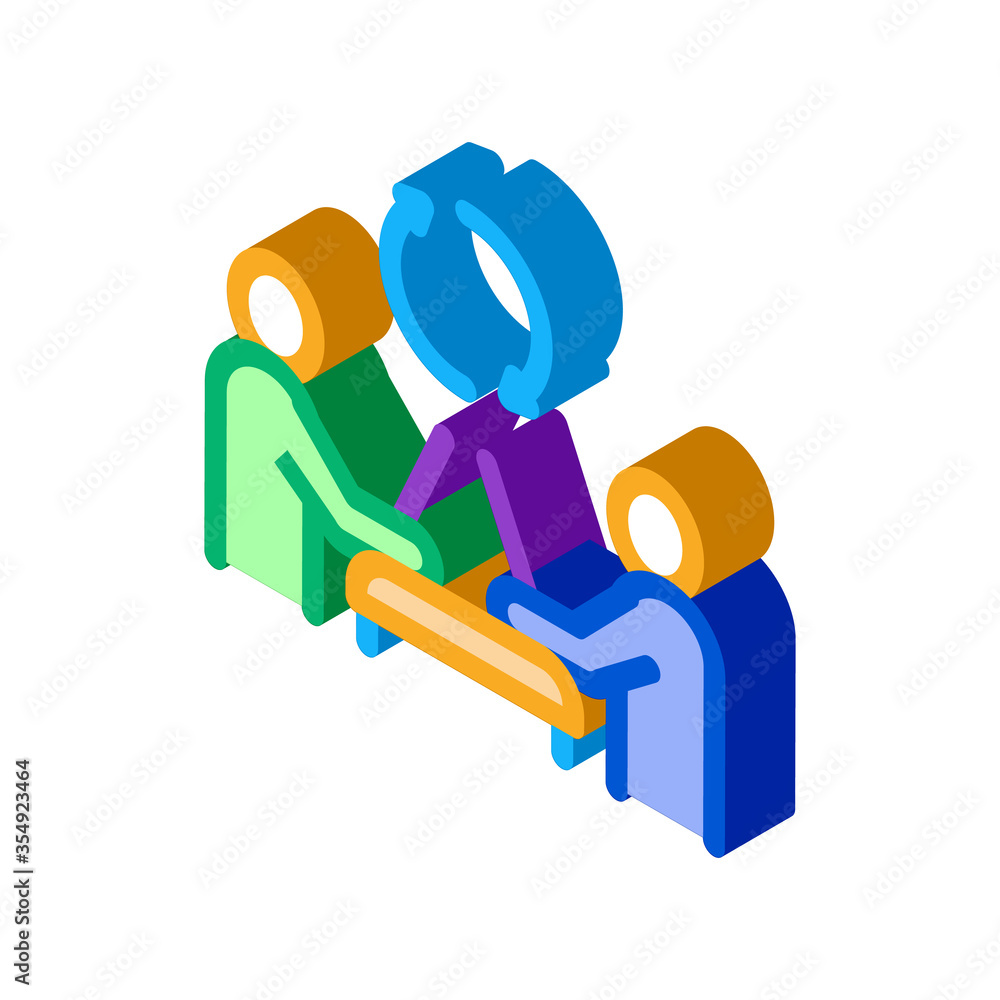 Poster exchange of computer experience icon vector. isometric exchange of computer experience sign. color i