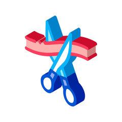 scissors cut ribbon icon vector. isometric scissors cut ribbon sign. color isolated symbol illustration