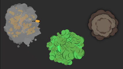 4k Cartoon bombs and explosion effect pack with white and black background